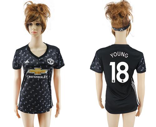Women's Manchester United #18 Young Away Soccer Club Jersey